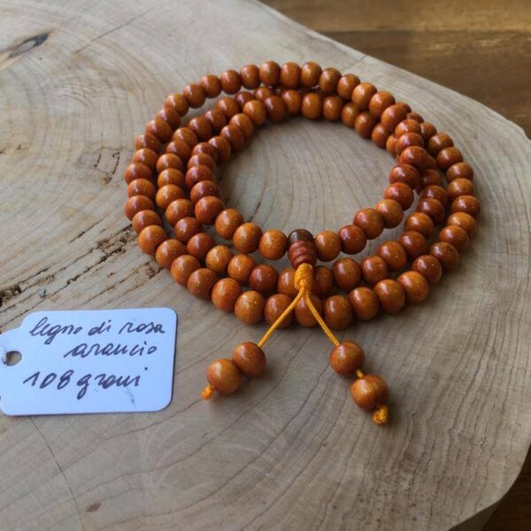 Collana Mala Tibetano Legno Rosa Arancione