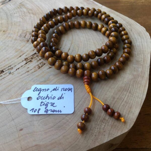 Collana Tibetano Legno di Rosa Occhio di Tigre